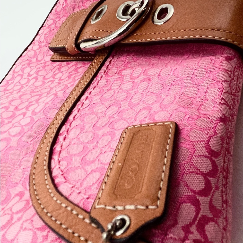 VINTAGE Coach Soho Y2K Pink Signature C Leather Shoulder Bag Very Rare - Picture 7 of 13